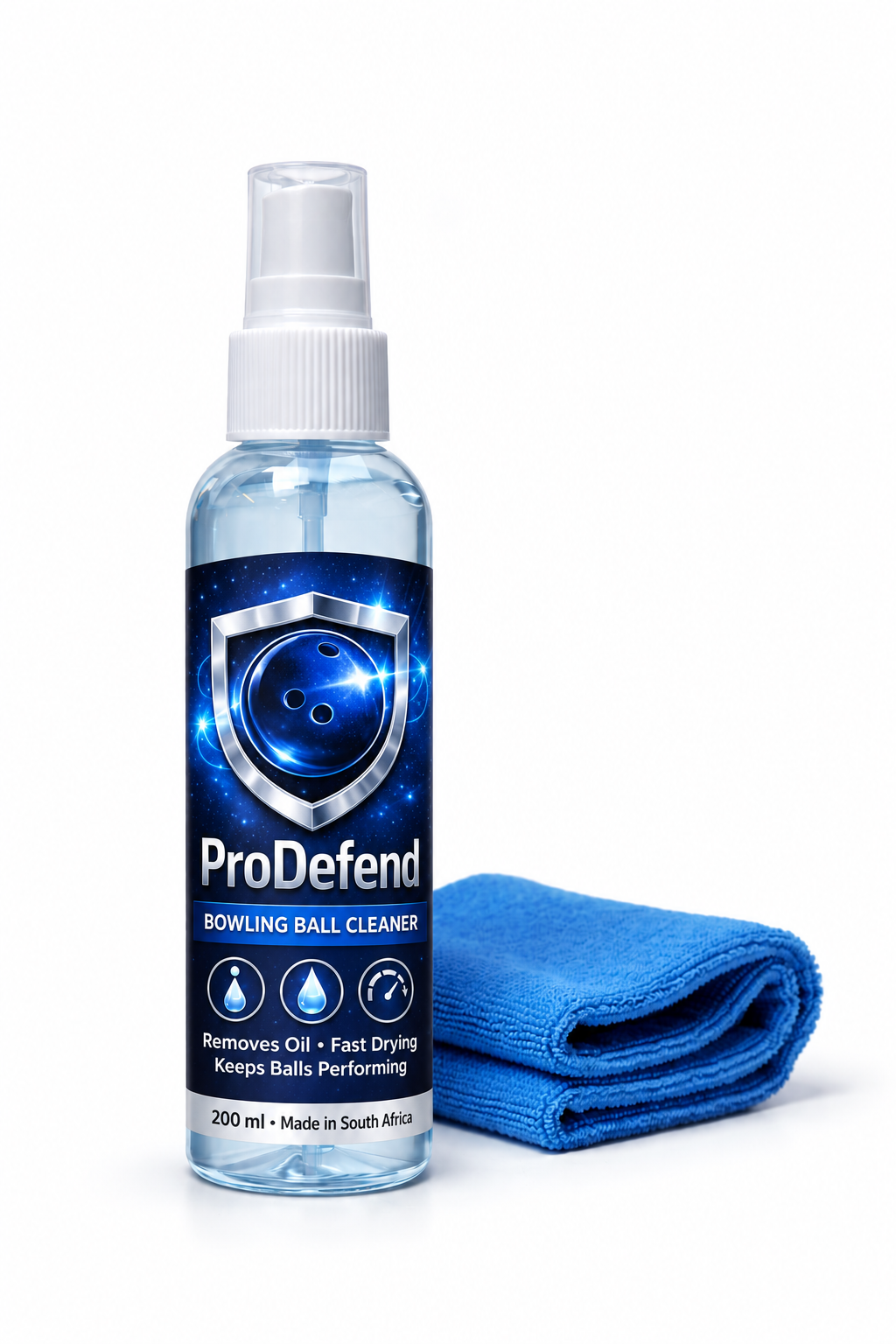 ProDefend ball cleaner alongside a folded blue microfibre cloth